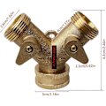 Miniatyrbillede 3 af 5: 3/4\" Hane Y Splitter, Messing Manifold Havehane Y Ventil 2 Vejs Messinghane Haveslange Splitter To Vejs Slangekobling