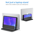 Miniatyrbillede 4 af 5: Dobbelt Vertikal Laptop Stand, Aluminium Legering Holder Sort