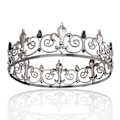 Miniatyrbillede 1 af 5: Royal Fuld Kongekrone Metal Kroner Til Cosplay Hjemkomst Prom Fest Dekorationer Bryllup Fødselsdagsgaver Mænd Sort Med Hvid Rhinestone