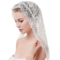 Miniatyrbillede 5 af 8: Kort brude slør blonder enkelt lag elegant høj kvalitet bryllup brude slør til kirker bryllupper dåb hvid