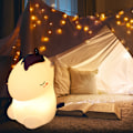 Miniatyrbillede 5 af 8: Silikone farverige søde dyr USB opladning LED natlys lampe til soveværelse seng hvid