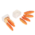 Miniatyrbillede 2 af 8: 40 stk. dukkehus miniature brød høj simulation sikker harpiks materiale dukkehus brød med 10 baser til børns gaver