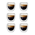 Miniatyrbild 1 av 5: 6 st 80 ml dubbelväggiga kaffekoppar i glas för att dricka te, dricka