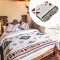 Miniatyrbild 5 av 5: Tolenre Sofffilt 90x150 cm, Bomullsstickad Boho Överkast, Multifunktionell Sängöverkast Dekorativ Filt Campingfilt