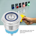 Miniatyrbild 8 av 8: 2st 22 mm metalltryckknappsbrytare platt huvud momentan 4 stift med power IP65 12-24VDCBlue