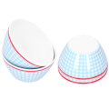 Miniatyrbillede 3 af 8: 4 stk. 6 tommer salatskål middagsserveringsskålsæt køkken imitation porcelæn middagsstel lyseblå gitter