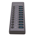 Miniatyrbillede 8 af 8: 10 Port USB3.0 Hub Splitter Uafhængig Strømforsyning Opladning Dataoverførsel Drevet Usb Hub 100‑240V EU Stik