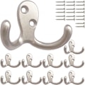 Miniatyrbillede 1 af 3: Knagerække, 10 Stykker Hardware Vægknage Kraftig Dobbeltknage Anti-Rust Vægknage til Nøgler, Håndklæder, Tasker, Kopper, Hatte (Sølv)