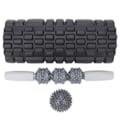 Miniatyrbilde 8 av 8: Skummassasjerullesett Hule muskler Relax Bærbar Fitness Yoga Stick for Midje Nakke RyggSort firedelt dress