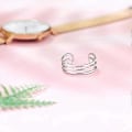 Miniatyrbilde 4 av 5: 925 Sterling Sølv Horisontal Dobbel Trippel Linjer Åpne Ringer Minimalistisk Enkelt Bånd for Kvinner Justerbar Åpen Tåring Knokeringer