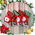 Miniatyrbild 2 av 5: Julstrumpor Presentstrumpor Öppen Spis Julgransprydnader Snögubbe Jultomte Älg