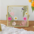 Miniatyrbillede 6 af 8: Fotoramme Display Transparent Glas Jern Støtte Bordplade Tørret Blomst Ramme til Hjemmedekorationer 4 Tommer