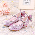 Miniatyrbillede 2 af 5: Princess Glitter Girls Læder Højhælede Sko med Sommerfugle Detaljer33 Pink