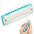 Miniatyrbilde 5 av 8: Blues Harmonica 10-hulls munnspill C-nøkkel rustfritt stål deksel liten søt bærbar gave (blå)