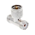Pikkukuva 2 / 5: T-muotoinen UHF-uros PL259 - 2 UHF-naaras SO239 Kolminkertainen RF-liitin 3-suuntainen hiiliadapteri