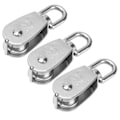Miniatyrbillede 6 af 8: 10 stk. enkelt remskive blok kran rustfrit stål wire reb løfte krog hængende trækhjul M25