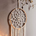 Miniatyrbillede 4 af 5: Boho Dreamcatcher - Stor Håndlavet Blonder med Kvaster - Soveværelse/Vægdekoration, Bomuldsvævet Gobelin
