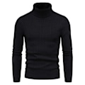 Miniatyrbilde 1 av 4: Svart Slim Fit Strikket Polo Halsgenser for Menn