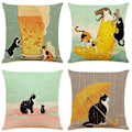 Miniatyrbillede 1 af 5: 4 stk Kattepudebetræk i linned, 45x45cm, Sovesofa Decor Pudebetræk til sommerhus