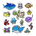 Miniatyrbilde 2 av 5: Sjødyr-lapper sysett Embroidered Clothes Patches for Clothing Backpacks