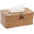 Miniatyrbild 1 av 5: Rektangulär hushållsbox för ansiktsservetter i sjögräs - Dekorativ vävd rotting pappershållare servetthållare karamell