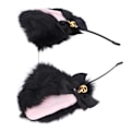 Miniatyrbillede 7 af 8: Fluffy Cat Ears Pandebånd Sødt plyshårbånd med klokke til Halloween Cosplay kostumefest Sort