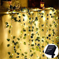 Miniatyrbilde 4 av 5: Solcelle hagebelysning Kunstig blad blomst lyslenke LED Juledekorasjon for utendørs dørgardin fest bryllup Vannmelonblader 5M50LEDS