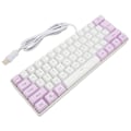 Pikkukuva 6 / 8: Pelikäyttöön tarkoitettu USB-näppäimistö, 61 näppäintä, ergonominen kontrastiväri, 6 RGB-taustavalotilaa, langallinen näppäimistö pöytätietokoneelle ja kannettavalle tietokoneelle, violetti-valkoinen