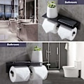 Miniatyrbillede 2 af 5: Toiletpapirholder Selvklæbende Dobbelt Toiletpapirrulleholder Ingen Boring til Badeværelse og Køkken Mat Sort