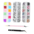 Miniatyrbilde 1 av 8: Neglekunst DIY Rhinestone Manikyrverktøy Flat Pointed Base Mini Beads Dekorasjon Set5Pcs