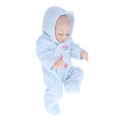 Miniatyrbillede 7 af 8: 10 tommer genfødte dukker blød silikone delikate ansigtsdetaljer vaskbar livagtig babydukke legetøj med pyjamasblå