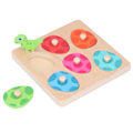 Miniatyrbillede 5 af 8: Træ Dinosaur Matching Board Forskellige Farver 6 Figurer Animal Jigsaw Puzzle Legetøj til Børn