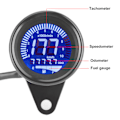 Miniatyrbillede 2 af 6: Motorcykel Multifunktionelt Måler Tachometer Odometer Brændstofmåler Speedometer 12V Universal (Sort)