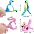 Miniatyrbild 2 av 5: Strandhandduksklämmor - Flamingo- och Papagaydesign, Tunga, Jumbo Storlek - Set om 2