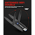 Miniatyrbild 5 av 5: Kraftfull Dual Band USB 3.0 WiFi-dongel för PC, bärbar dator, stationär dator, surfplatta - 2,4GHz/5,8GHz WiFi-adapter (Windows-kompatibel)