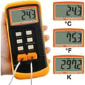 Miniatyrbillede 2 af 5: Type K digitalt termometer, 1300°C – 4 rustfri stål termoelementer – Område -50 til 1300°C – 5-cifret LCD-display