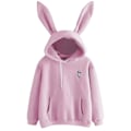 Miniatyrbillede 1 af 3: Sød Kaninøre Hoodie Kvinders Langærmet Casual Sweatshirt Varmt Top XL Pink Lilla