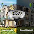 Miniatyrbilde 3 av 5: 4 Pakke Solcelle Ground Lights, 12 LED Varm Hvit Solcelle Utendørs Lys, IP65 Rustfritt Stål Vanntett, Plen, Hagegang, Hage
