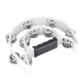 Miniatyrbillede 6 af 6: Handbell Tambourine Percussion Instrument - Double Row Jingles (Hvid) White