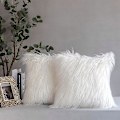 Miniatyrbillede 2 af 3: 2 stk. dekorative pudebetræk til sofa, soveværelse, seng, superblødt plys pudebetræk (hvid, 45 x 45 cm)