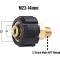 Pikkukuva 2 / 4: Painepesurin sovitin - M22 naaras - 1/4" uros NPT-liitin, 5000 PSI
