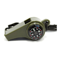 Miniatyrbild 1 av 5: Överlevnadsvisselpipa för nödsituationer 3 i 1 Visselpipor med Kompass Termometer Snodd för Utomhusvandring Camping Militärgrön 2st