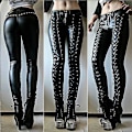 Miniatyrbillede 2 af 5: Røde Gothic Punk Kunstlæder Skinny Leggings til Kvinder M