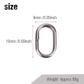 Miniatyrbilde 6 av 8: 100 stk rustfritt stål ovale delte ringer Svingbar Snap fiskeredskapskobling (9x15mm)
