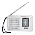 Miniatyrbild 2 av 8: AM FM-radio Batteridriven Inbyggd högtalare Bärbar fickradio för utomhusresor Silvergrå