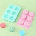 Pikkukuva 3 / 5: Set 4 silikonista molds - 6 kukkaa per mold - Jääpalojen, suklaiden ja kakkukoristeiden valmistukseen - Värit: violetti, vihreä ja pinkki