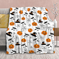 Miniatyrbillede 1 af 5: Tæppe Halloween Dekoration Græskar Fleece Letvægts Kast Gaver Til Fødselsdag Jul Bløde Flanelltæpper Til Alle Sæsoner Seng Sofa-40x50 Tommer