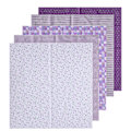 Miniatyrbilde 4 av 8: 2 sett bomullsstoff vanlig vev trykk stoff DIY sying quilting patchwork 5 farger 50x50cm (lilla)