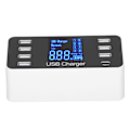 Miniatyrbild 2 av 8: USB-laddningshubb Laddningsstation 8 portar Skrivbord Vägg med LCD-display för Smart Phone Tablet EU-kontakt 100‑240V