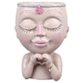 Miniatyrbilde 6 av 8: Ansiktsplanter Pot Resin Love Style Lady Head Sukkulent Planter Kvinne Ansikt Blomsterpotte med Dreneringshull Spader for Innendørs Utendørs Hvit